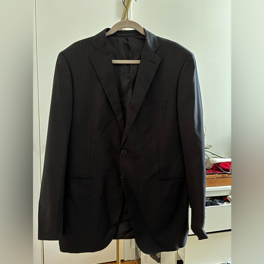 Grey pinstripe blazer #greyblazer